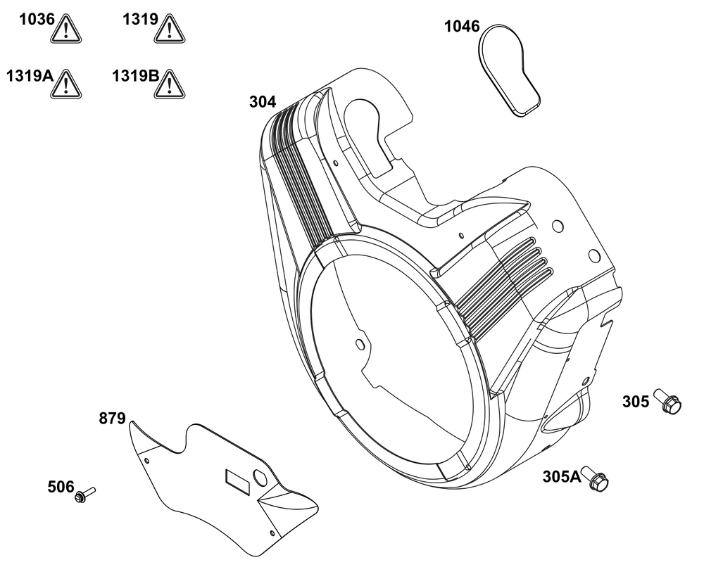 Blower Housing Group Diagram and Parts List for 296447-0011-H5 200000 - 399999 Briggs and Stratton Engine